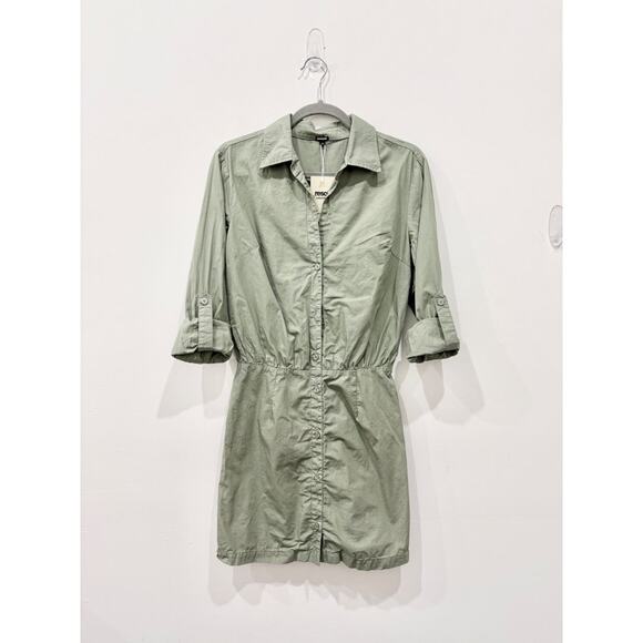 Monrow Organic Cotton Button Mini Shirt Dress Laurel Green Women's Size Small - Picture 3 of 6